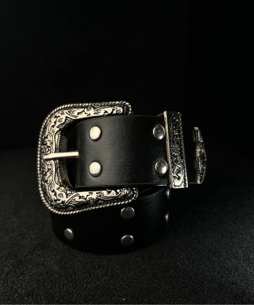 CALIFORNIA OUTFITTERS(カリフォルニア アウトフィッターズ)の「10A14 シルバー スタッズ ウエスタンバックル ベルト(ベルト・メンズ・ブラック・ONESIZE)」の3枚目の写真