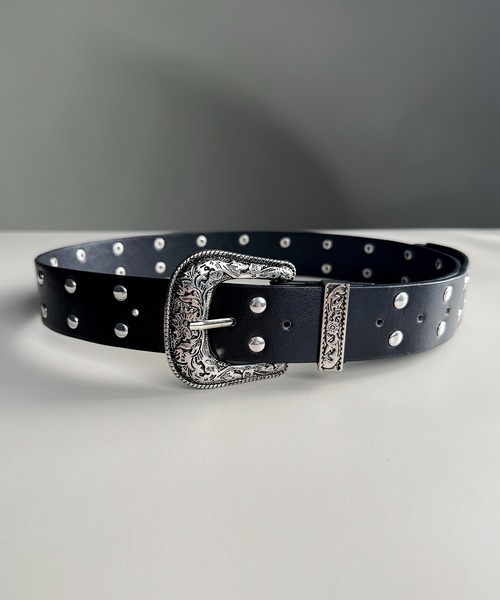 CALIFORNIA OUTFITTERS(カリフォルニア アウトフィッターズ)の「10A14 シルバー スタッズ ウエスタンバックル ベルト(ベルト・メンズ・ブラック・ONESIZE)」の6枚目の写真