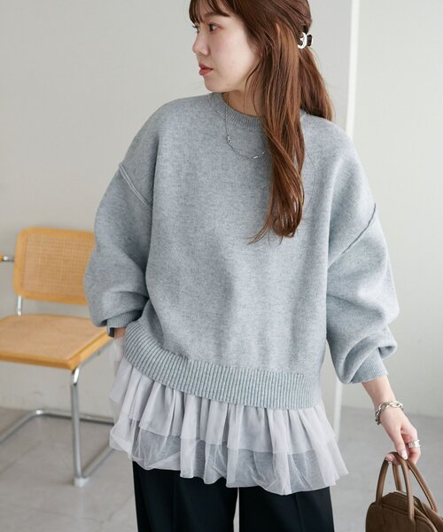 未使用タグ付き】プランテーション デコドットニット くすみカラー