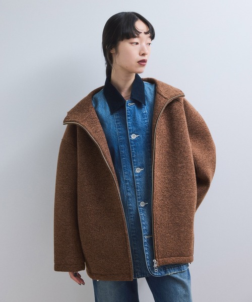ADAM ET ROPE'(アダムエロペ)の「【WEB限定】メランジボンディングフーディーブルゾン(ブルゾン・レディース・グレー/ブラウン/ベージュ・FREE)」の10枚目の写真