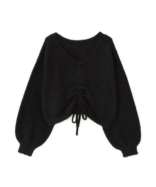 FREE'S MART（フリーズマート）の「◆前後２ＷＡＹドロストショート丈ニット（ニット/セーター・レディース・ホワイト/ブラウン/ブラック・FREE）」の4枚目の写真