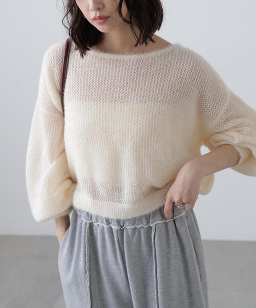 FREE'S MART（フリーズマート）の「◆前後２ＷＡＹドロストショート丈ニット（ニット/セーター・レディース・ホワイト/ブラウン/ブラック・FREE）」の18枚目の写真