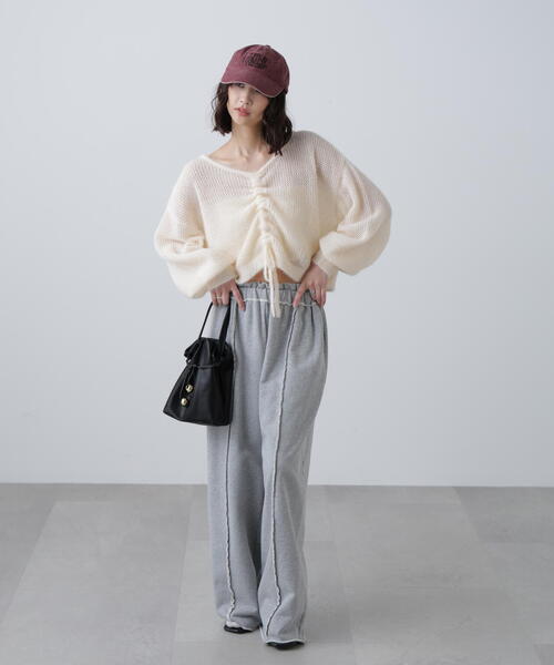 FREE'S MART（フリーズマート）の「◆前後２ＷＡＹドロストショート丈ニット（ニット/セーター・レディース・ホワイト/ブラウン/ブラック・FREE）」の21枚目の写真