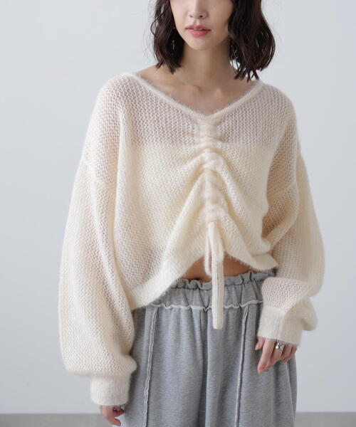 FREE'S MART（フリーズマート）の「◆前後２ＷＡＹドロストショート丈ニット（ニット/セーター・レディース・ホワイト/ブラウン/ブラック・FREE）」の22枚目の写真