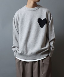 Hand-Stitched Motif Knit Sweater/モチーフハンドステッチニット クルーネックセーター ユニセックス メンズ レディース