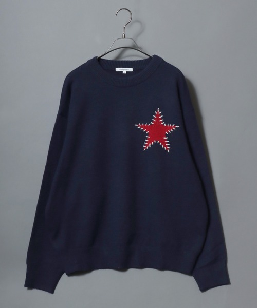 ANPAS(アンパス)の「Hand-Stitched Motif Knit Sweater/モチーフハンドステッチニット クルーネックセーター ユニセックス メンズ レディース(ニット/セーター・メンズ・グレー系2/ブラック系2/ネイビー系2/ブラック系1/グレー系1/ネイビー系1・M/L)」の13枚目の写真