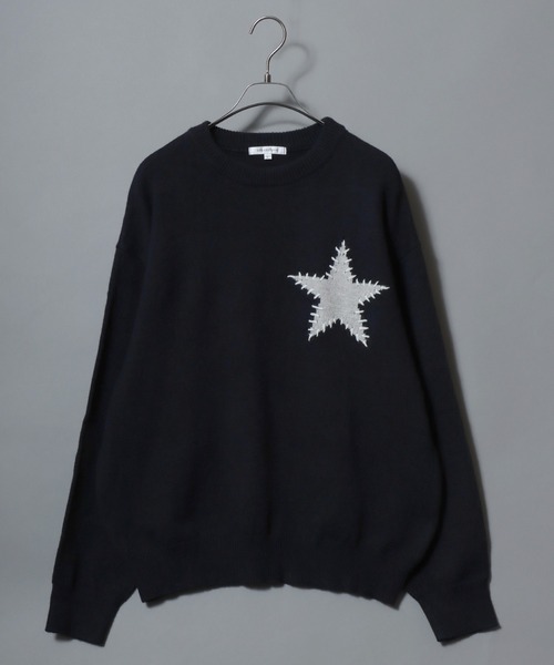 ANPAS(アンパス)の「Hand-Stitched Motif Knit Sweater/モチーフハンドステッチニット クルーネックセーター ユニセックス メンズ レディース(ニット/セーター・メンズ・グレー系2/ブラック系2/ネイビー系2/ブラック系1/グレー系1/ネイビー系1・M/L)」の8枚目の写真