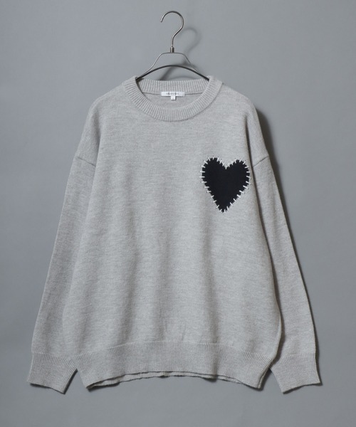 ANPAS(アンパス)の「Hand-Stitched Motif Knit Sweater/モチーフハンドステッチニット クルーネックセーター ユニセックス メンズ レディース(ニット/セーター・メンズ・グレー系2/ブラック系2/ネイビー系2/ブラック系1/グレー系1/ネイビー系1・M/L)」の9枚目の写真