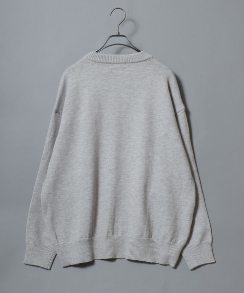ANPAS(アンパス)の「Hand-Stitched Motif Knit Sweater/モチーフハンドステッチニット クルーネックセーター ユニセックス メンズ レディース(ニット/セーター・メンズ・グレー系2/ブラック系2/ネイビー系2/ブラック系1/グレー系1/ネイビー系1・M/L)」の11枚目の写真