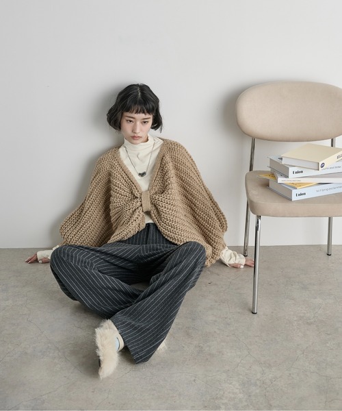 2WAYリボンモチーフ畦編みニットポンチョ（ニット/セーター）｜THE YOn