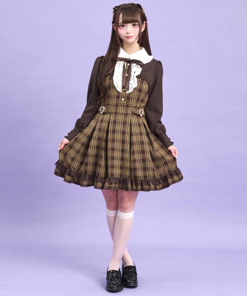 セール】ハートバックル付ボレロ風長袖ワンピース（ワンピース