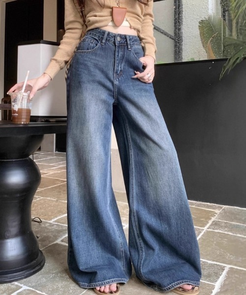 FREE STYLISTS(フリー スタイリスト)の「YUGA_YGMC High-waisted baggy denim pants(デニムパンツ・レディース・ブラック/インディゴブルー・S/M/L)」の1枚目の写真