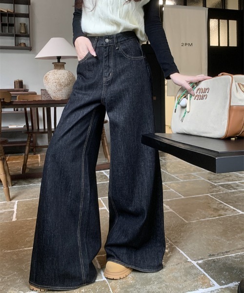 FREE STYLISTS(フリー スタイリスト)の「YUGA_YGMC High-waisted baggy denim pants(デニムパンツ・レディース・ブラック/インディゴブルー・S/M/L)」の2枚目の写真