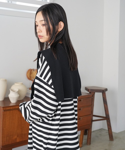 mili an deni（ミリアンデニ）の「セーラーニットワンピース（ワンピース・レディース・オフホワイト/ブラック・M）」の10枚目の写真
