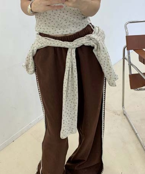 FREE STYLISTS（フリー スタイリスト）の「YUGA_YGMC Side stitch easy sweatpants（スウェットパンツ・レディース・ライトグレー/ブラウン・FREE）」の9枚目の写真