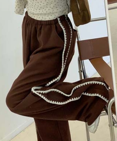 FREE STYLISTS（フリー スタイリスト）の「YUGA_YGMC Side stitch easy sweatpants（スウェットパンツ・レディース・ライトグレー/ブラウン・FREE）」の8枚目の写真