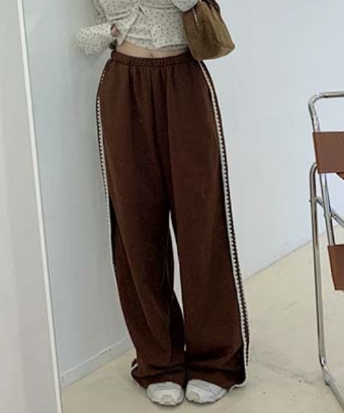 FREE STYLISTS（フリー スタイリスト）の「YUGA_YGMC Side stitch easy sweatpants（スウェットパンツ・レディース・ライトグレー/ブラウン・FREE）」の6枚目の写真