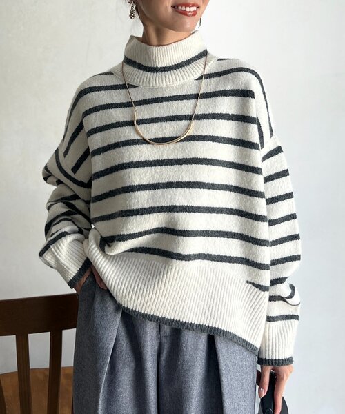 Chez toi(シェトワ)の「BACKスリットハイネックニットプルオーバー(ニット/セーター・レディース・ピンク/ホワイト/ブラウン/オフホワイト・FREE)」の11枚目の写真