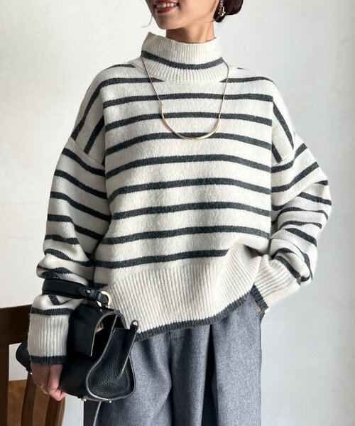 Chez toi(シェトワ)の「BACKスリットハイネックニットプルオーバー(ニット/セーター・レディース・ピンク/ホワイト/ブラウン/オフホワイト・FREE)」の12枚目の写真