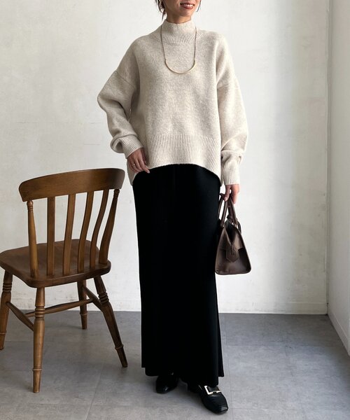 Chez toi(シェトワ)の「BACKスリットハイネックニットプルオーバー(ニット/セーター・レディース・ピンク/ホワイト/ブラウン/オフホワイト・FREE)」の8枚目の写真