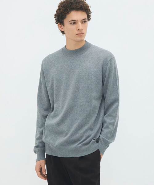 caban（キャバン）の「コットンカシミヤ プレーンモックネックプルオーバー（ニット/セーター・メンズ・カーキ/ダークブラウン/グレー/ブラック/アイボリー・M/L/S）」の7枚目の写真