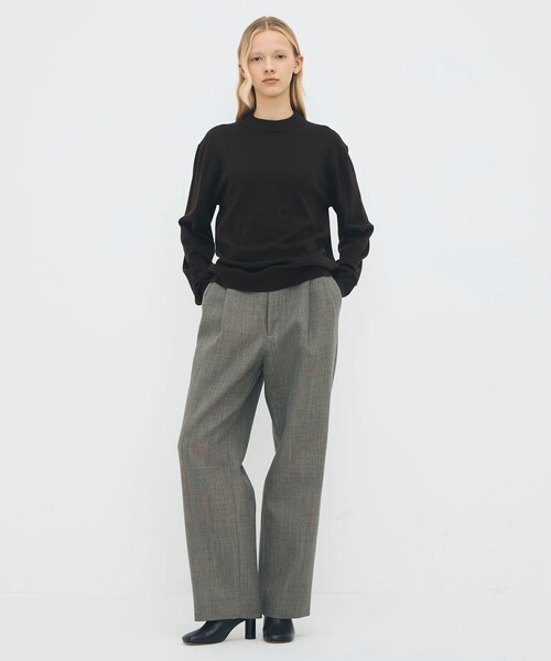 コットンカシミヤ プレーンモックネックプルオーバー（ニット/セーター