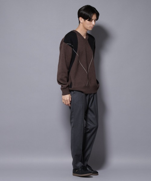 セール】アンゴラ混アーガイルVネックニット（ニット/セーター）｜NANO