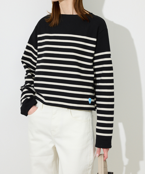 ORCIVAL(オーシバル)の「ORCIVAL/オーシバル RACHEL クロップドプルオーバー #6202(Tシャツ/カットソー・レディース・ブラック/ブルー・FREE)」の1枚目の写真