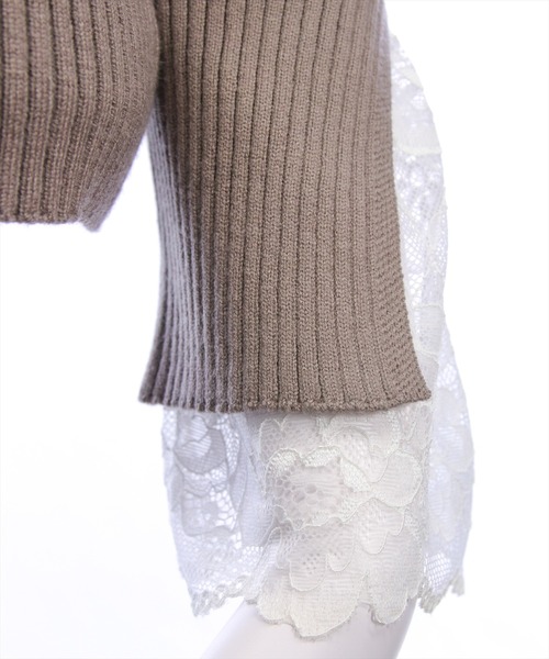 CLEAR BASIC（クリアベーシック）の「袖口レースニットトップス[オフィスカジュアル 着回し抜群 大人]≪AW新作≫（ニット/セーター・レディース・ブラック/グレイッシュベージュ/アイボリー・F）」の19枚目の写真
