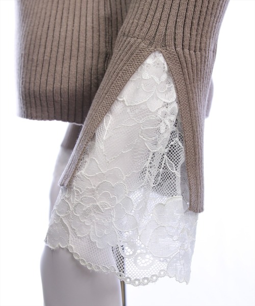 CLEAR BASIC（クリアベーシック）の「袖口レースニットトップス[オフィスカジュアル 着回し抜群 大人]≪AW新作≫（ニット/セーター・レディース・ブラック/グレイッシュベージュ/アイボリー・F）」の14枚目の写真