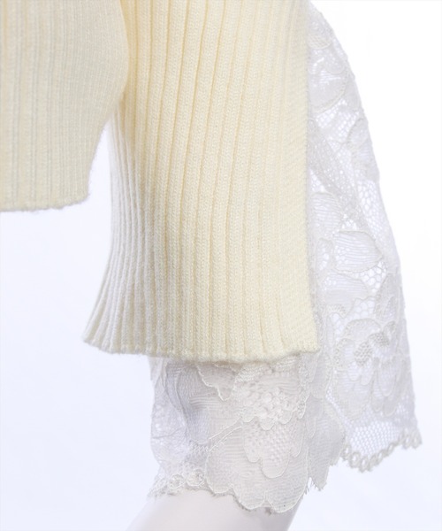 CLEAR BASIC（クリアベーシック）の「袖口レースニットトップス[オフィスカジュアル 着回し抜群 大人]≪AW新作≫（ニット/セーター・レディース・ブラック/グレイッシュベージュ/アイボリー・F）」の18枚目の写真