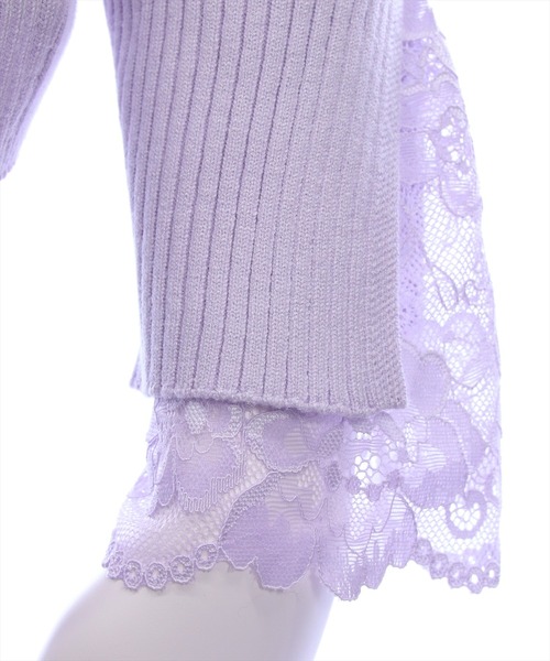 CLEAR BASIC（クリアベーシック）の「袖口レースニットトップス[オフィスカジュアル 着回し抜群 大人]≪新色追加≫（ニット/セーター・レディース・ブラック/グレイッシュベージュ/アイボリー/ラベンダー・F）」の6枚目の写真