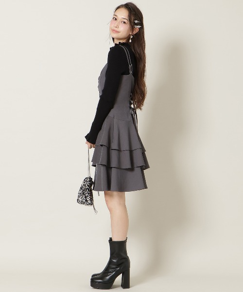 WILLSELECTION（ウィルセレクション）の「ダブルストラップアシンメトリーワンピース（ワンピース・レディース・ブラック系その他/ブラウン系その他/チャコールグレー・FREE）」の16枚目の写真