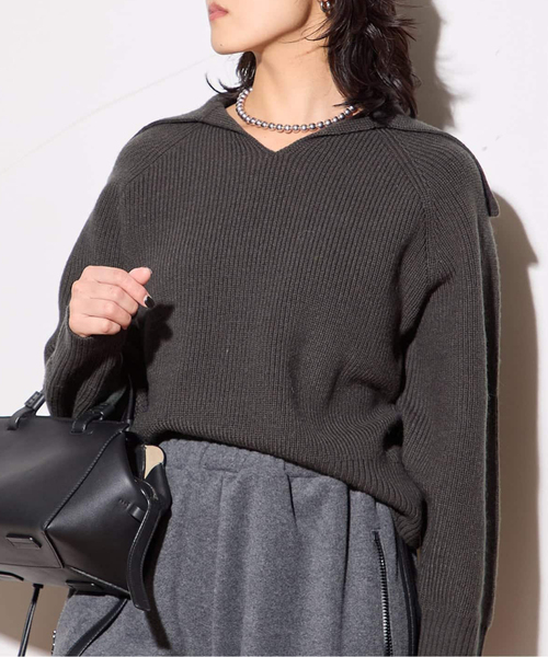 journal standard L'essage（ジャーナルスタンダードレサージュ）の「バルーンセーラーカラーニット（ニット/セーター・レディース・ブルー系その他/キャメル/ブラック系その他・FREE）」の2枚目の写真