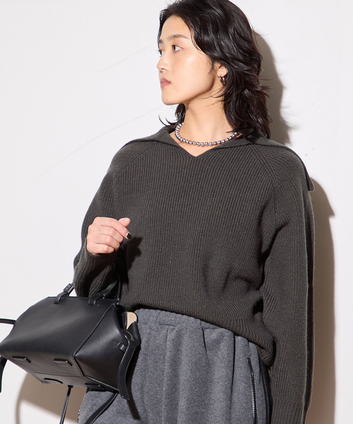 journal standard L'essage（ジャーナルスタンダードレサージュ）の「バルーンセーラーカラーニット（ニット/セーター・レディース・ブルー系その他/キャメル/ブラック系その他・FREE）」の17枚目の写真