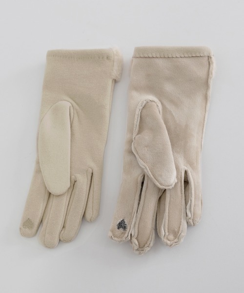 セール】タッチパネル対応ファー付き手袋スエード調（手袋