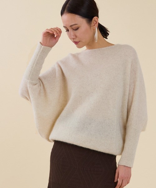 marmors(マルモア)の「【marmors】yak boat neck loose knit pullover(ニット/セーター・レディース・ライトブルー/オフホワイト/イエロー・36)」の1枚目の写真