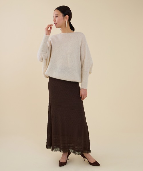 marmors(マルモア)の「【marmors】yak boat neck loose knit pullover(ニット/セーター・レディース・ライトブルー/オフホワイト/イエロー・36)」の4枚目の写真