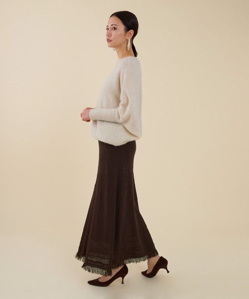 marmors(マルモア)の「【marmors】yak boat neck loose knit pullover(ニット/セーター・レディース・ライトブルー/オフホワイト/イエロー・36)」の5枚目の写真