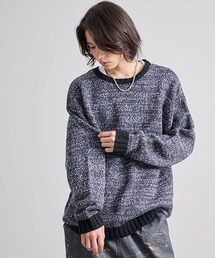 Revo. ルーズフィット ミックスヤーン クルーネック ニット プルオーバー