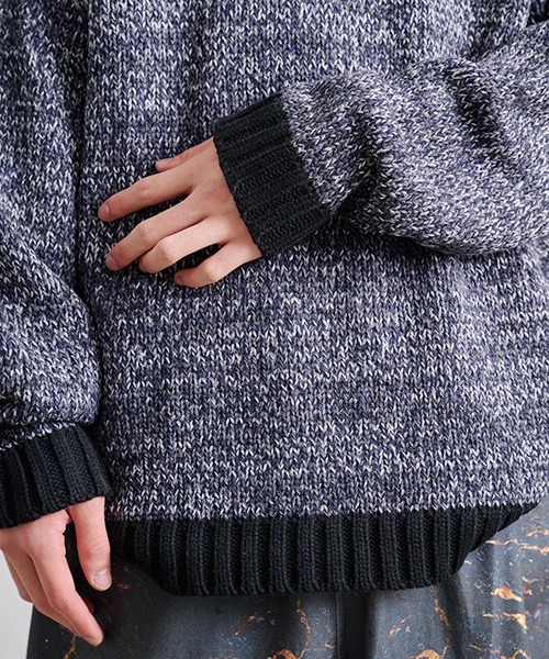 Revo. ルーズフィット ミックスヤーン クルーネック ニット プル