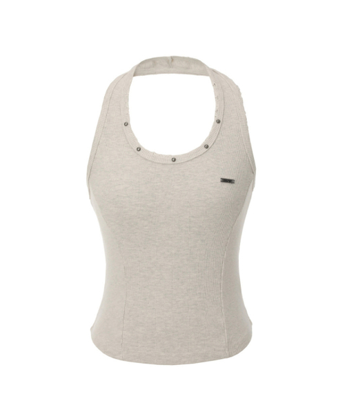 KHAKIPOINT(カーキポイント)の「Damage Stud Halter Top (beige)(Tシャツ/カットソー・レディース・その他・FREE)」の2枚目の写真