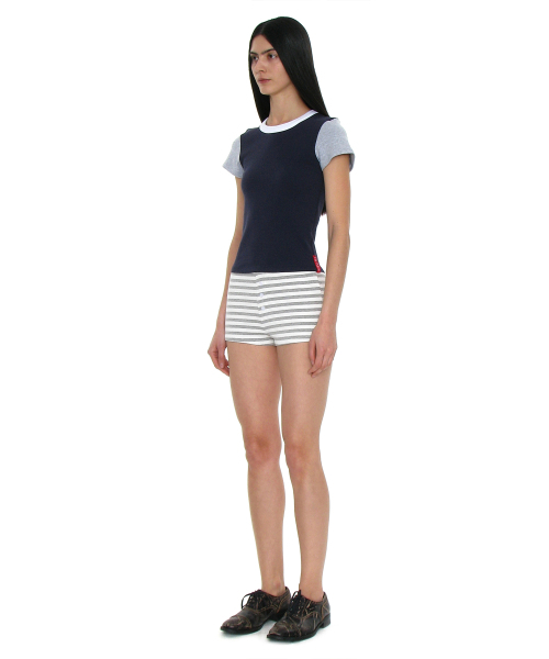 PARTIMENTO WOMEN(パルティメントウィメン)の「PWC カラーブロック ベビーTシャツ_ネイビー(Tシャツ/カットソー・レディース・その他・SMALL)」の2枚目の写真