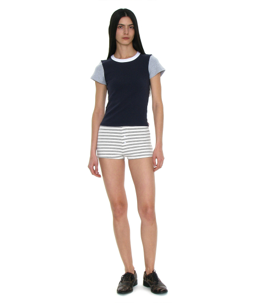 PARTIMENTO WOMEN(パルティメントウィメン)の「PWC カラーブロック ベビーTシャツ_ネイビー(Tシャツ/カットソー・レディース・その他・SMALL)」の3枚目の写真