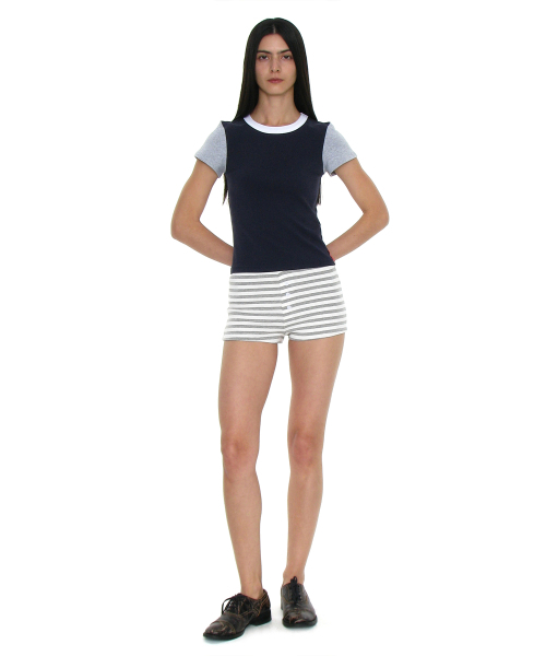 PARTIMENTO WOMEN(パルティメントウィメン)の「PWC カラーブロック ベビーTシャツ_ネイビー(Tシャツ/カットソー・レディース・その他・SMALL)」の4枚目の写真