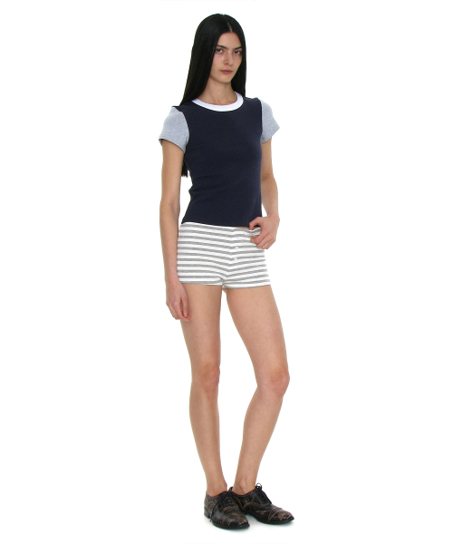 PARTIMENTO WOMEN(パルティメントウィメン)の「PWC カラーブロック ベビーTシャツ_ネイビー(Tシャツ/カットソー・レディース・その他・SMALL)」の5枚目の写真