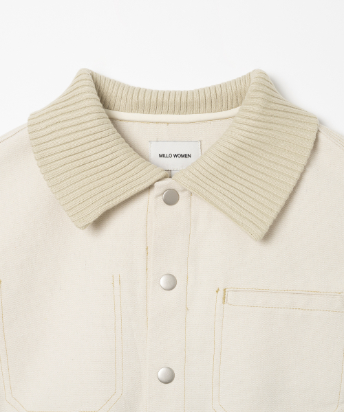 MILLO WOMEN(ミロウーマン)の「ニットミックスワークジャケット【アイボリー】(その他アウター・レディース・その他・SMALL/MEDIUM)」の3枚目の写真