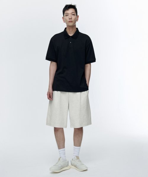 MUSINSA STANDARD（ムシンサスタンダード）の「ダブルニットワンタックワイドスウェットショーツ [オートミール]（その他パンツ・メンズ・その他・SMALL/MEDIUM/LARGE/X-LARGE/XX-LARGE/XXX-LARGE）」の2枚目の写真