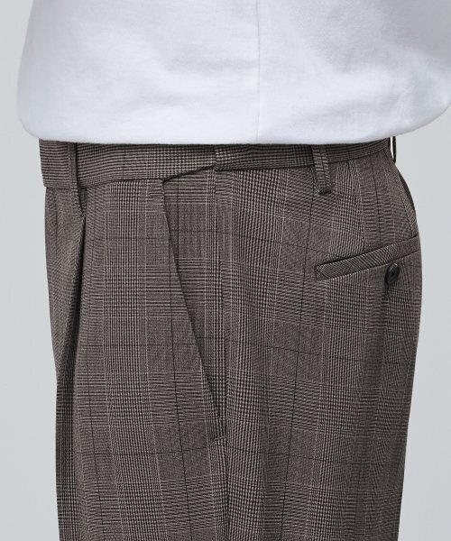MUSINSA STANDARD（ムシンサスタンダード）の「グレンチェックワイドヒドゥンバンディングスラックス[ダークベージュ]（スラックス・メンズ・その他・28/29/40/42/30/26/27）」の5枚目の写真