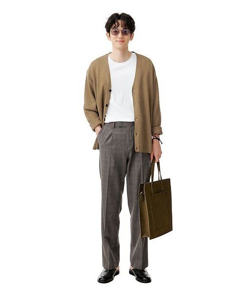 MUSINSA STANDARD（ムシンサスタンダード）の「グレンチェックワイドヒドゥンバンディングスラックス[ダークベージュ]（スラックス・メンズ・その他・28/29/40/42/30/26/27）」の14枚目の写真